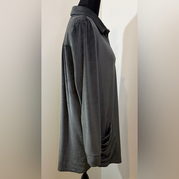 Soft Surroundings Gray Velvet Popover Tunic Top Size Small - Picture 2 of 5
